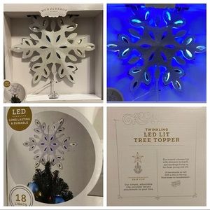 Lit LED White Glitter Twinkling tree topper